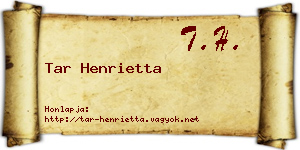 Tar Henrietta névjegykártya